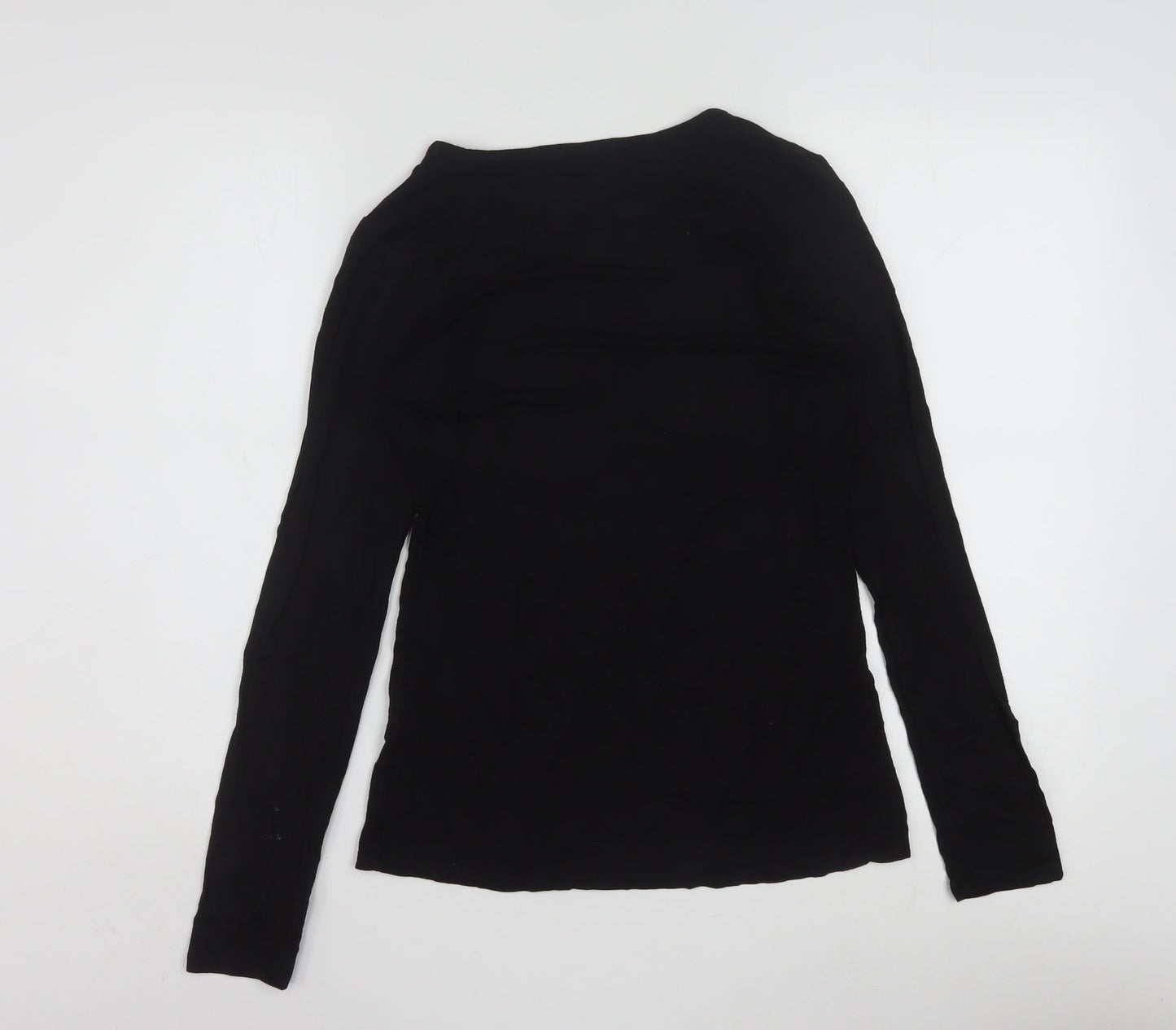 Oasis Womens Black Long Sleeve Scoop Neck Viscose Jersey Top Size S