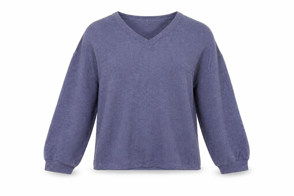 Marks & Spencer Womens Purple Knit V-Neck Long Sleeve Pyjama Top M