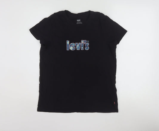 Levi's Women's Black Cotton Crew Neck Short Sleeve T-Shirt S
