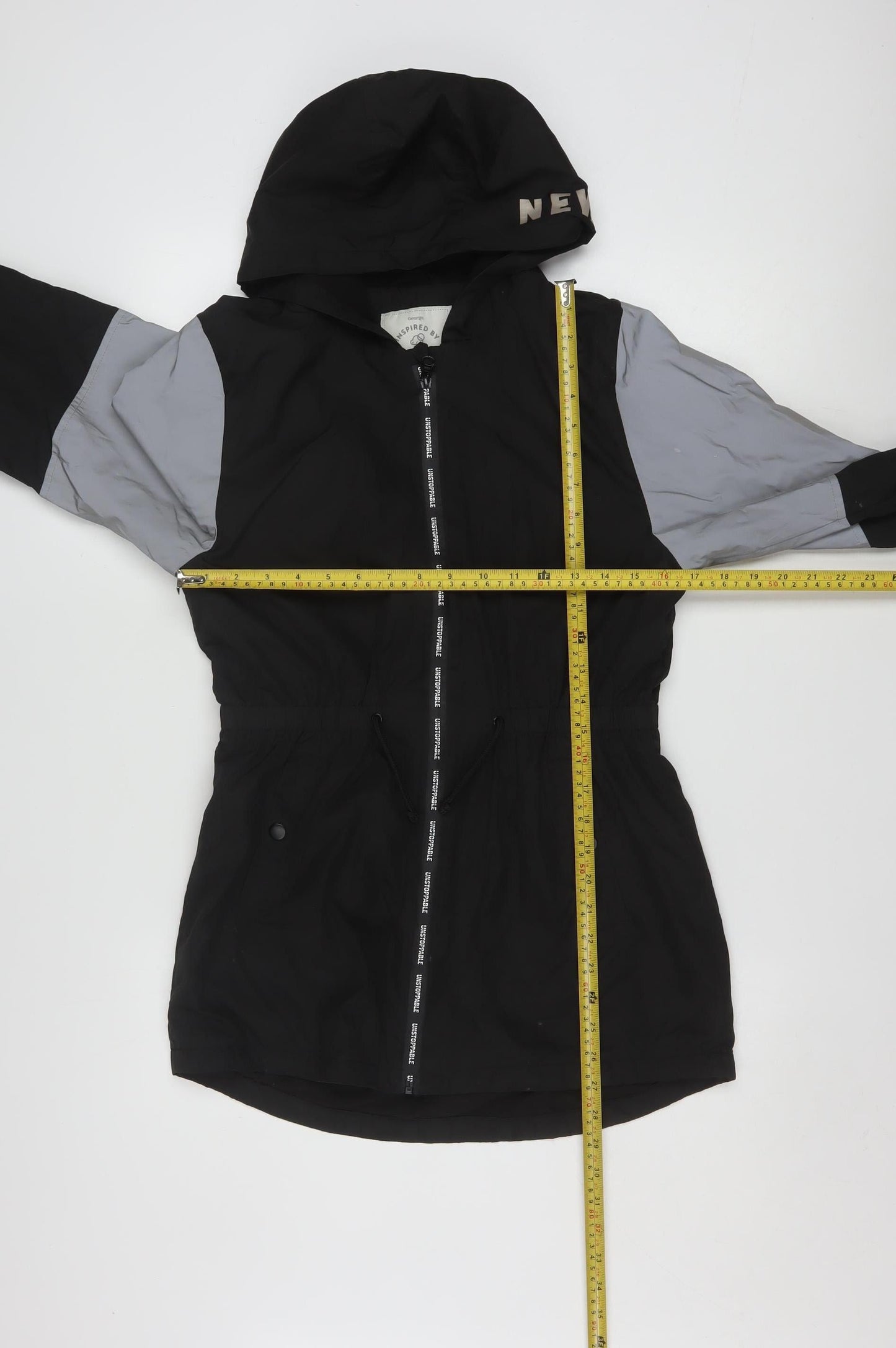 George Girls Black Colourblock Hooded Windbreaker Jacket 15-16 Years