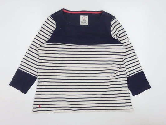 Joules Women Blue Striped 100% Cotton Long Sleeve Nautical Top Size 16