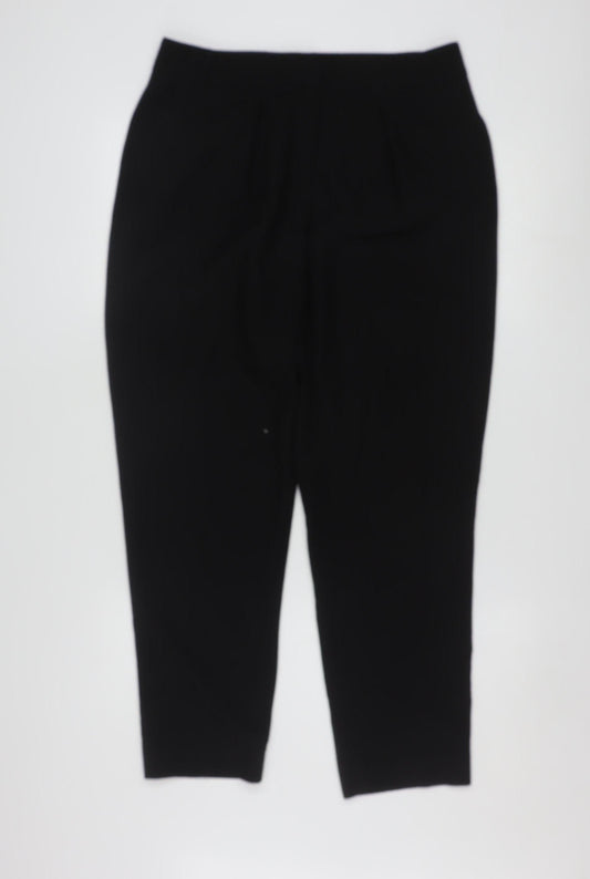 Oasis Women Black Size 12 Cropped Trousers Polyester Blend