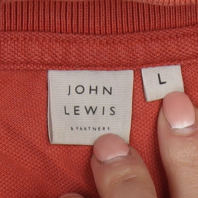 John Lewis Men’s Orange Cotton Polo Shirt L Regular Fit