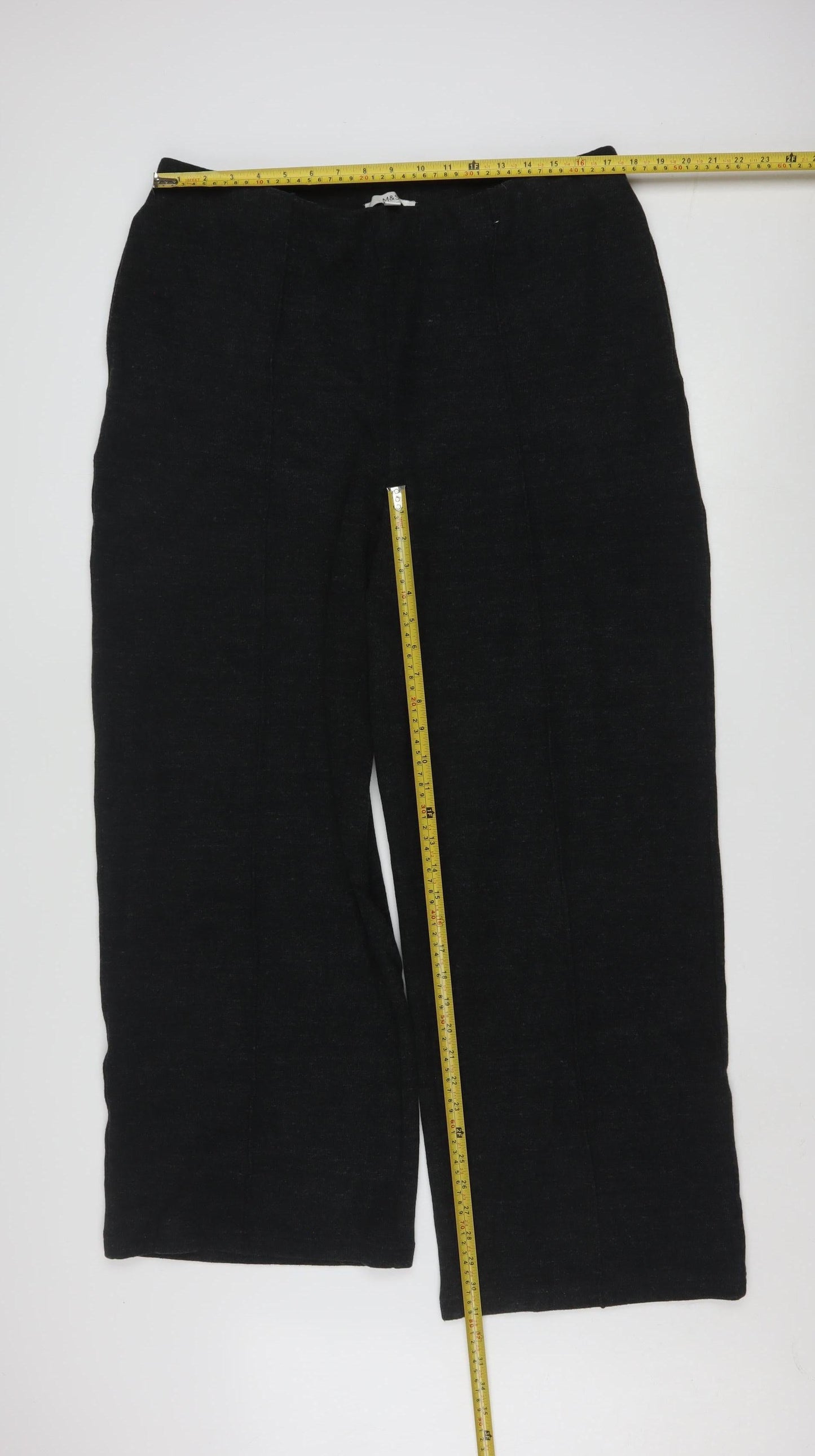 Marks and Spencer Women’s Charcoal Wide-Leg Trousers Size 18 Long Polyester Cotton Blend
