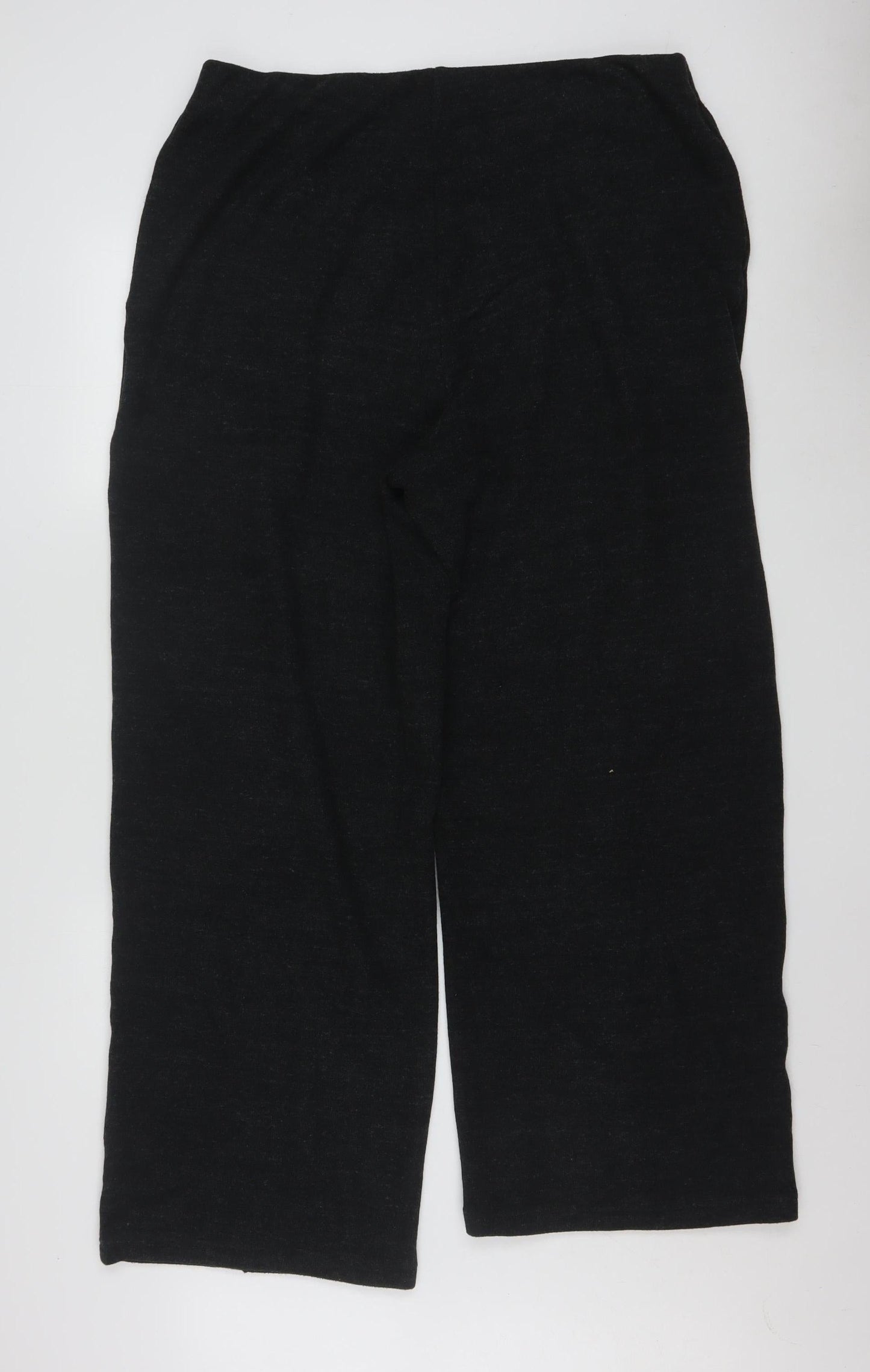 Marks and Spencer Women’s Charcoal Wide-Leg Trousers Size 18 Long Polyester Cotton Blend
