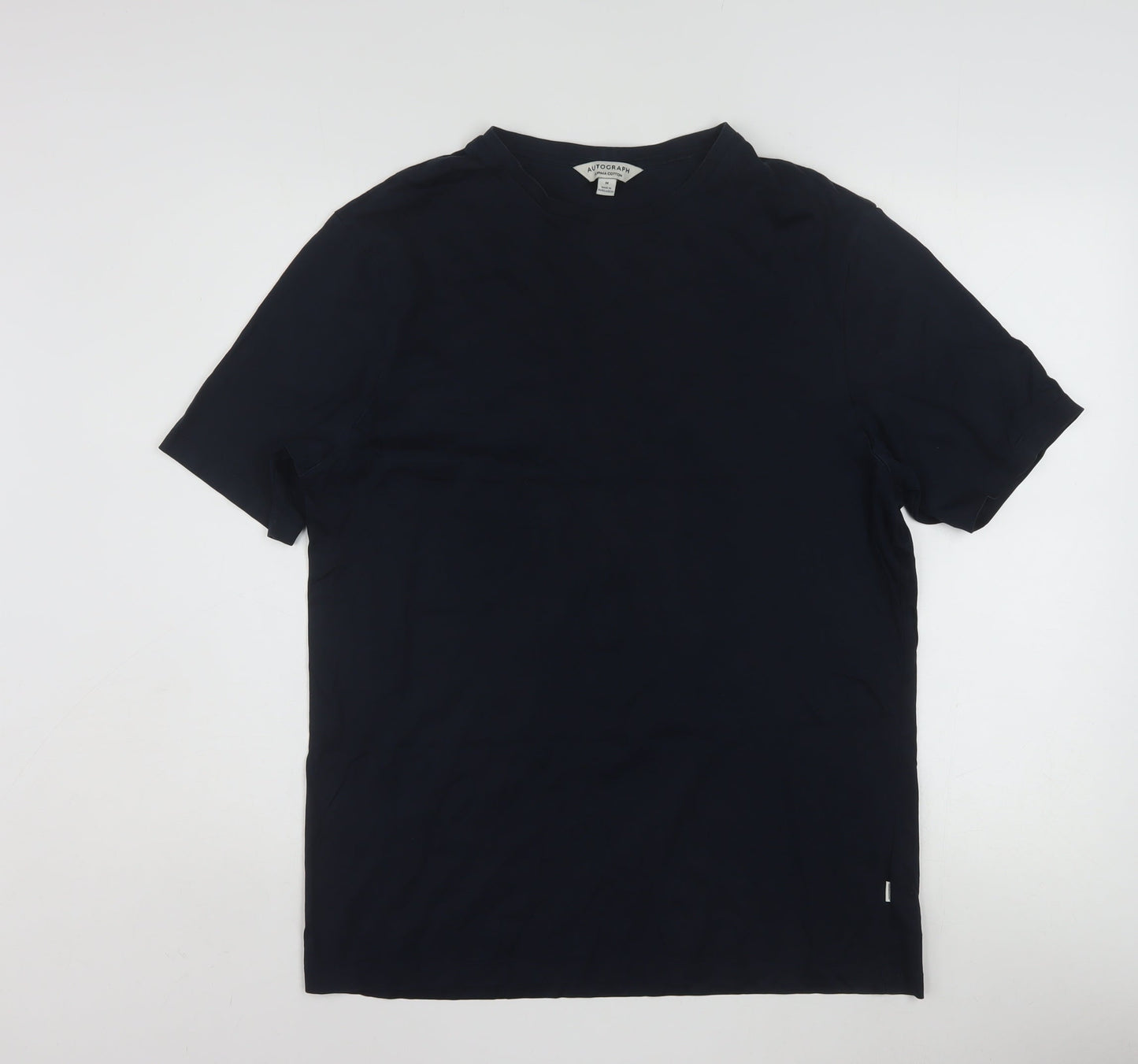 Marks and Spencer Autograph Men's Navy Supima Cotton Crew Neck T-Shirt Medium