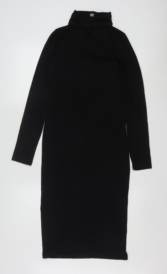 ASOS Women’s Black Size 12 Bodycon Roll Neck Midi Dress