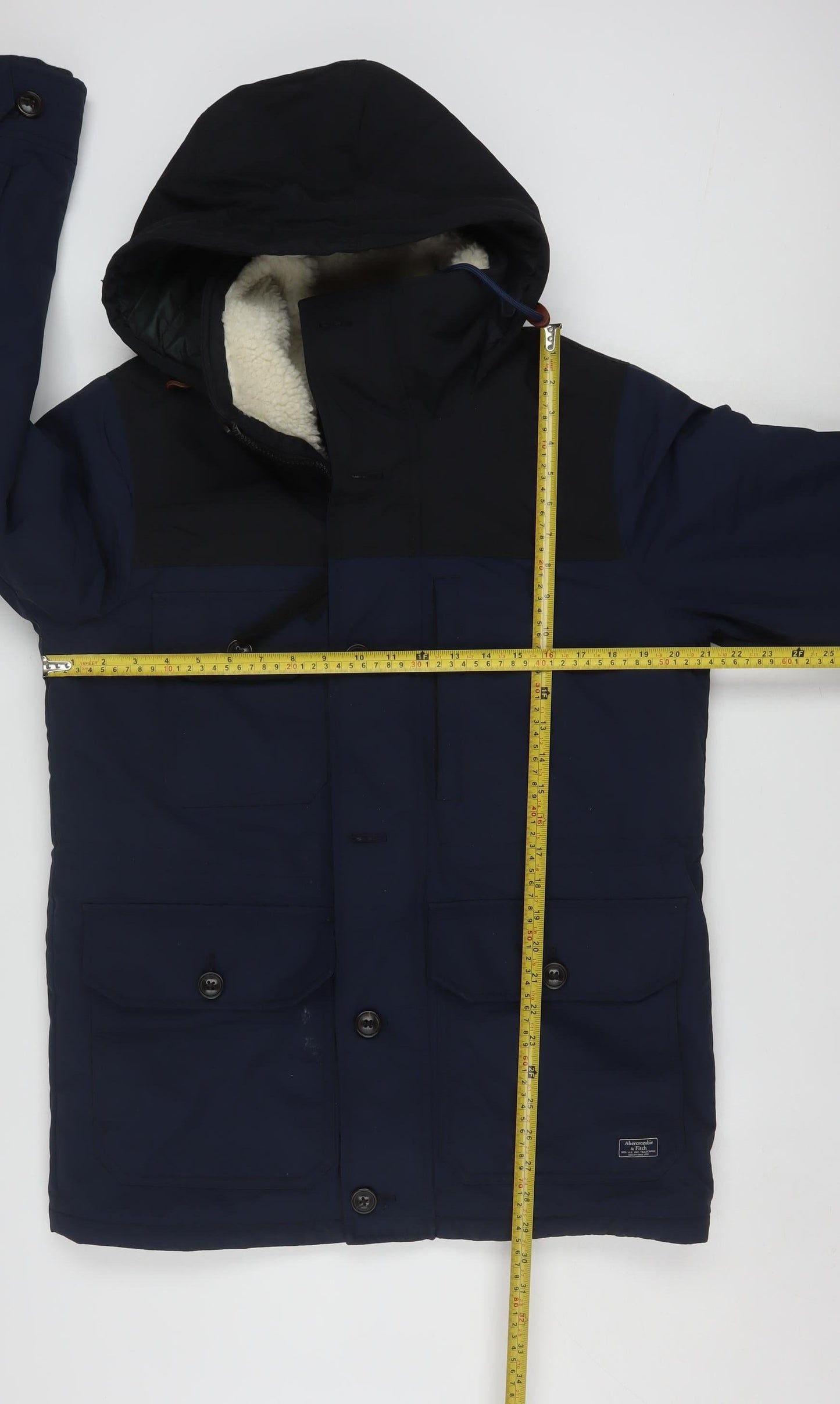 Abercrombie & Fitch Mens Blue Hooded Parka Jacket Small Windproof