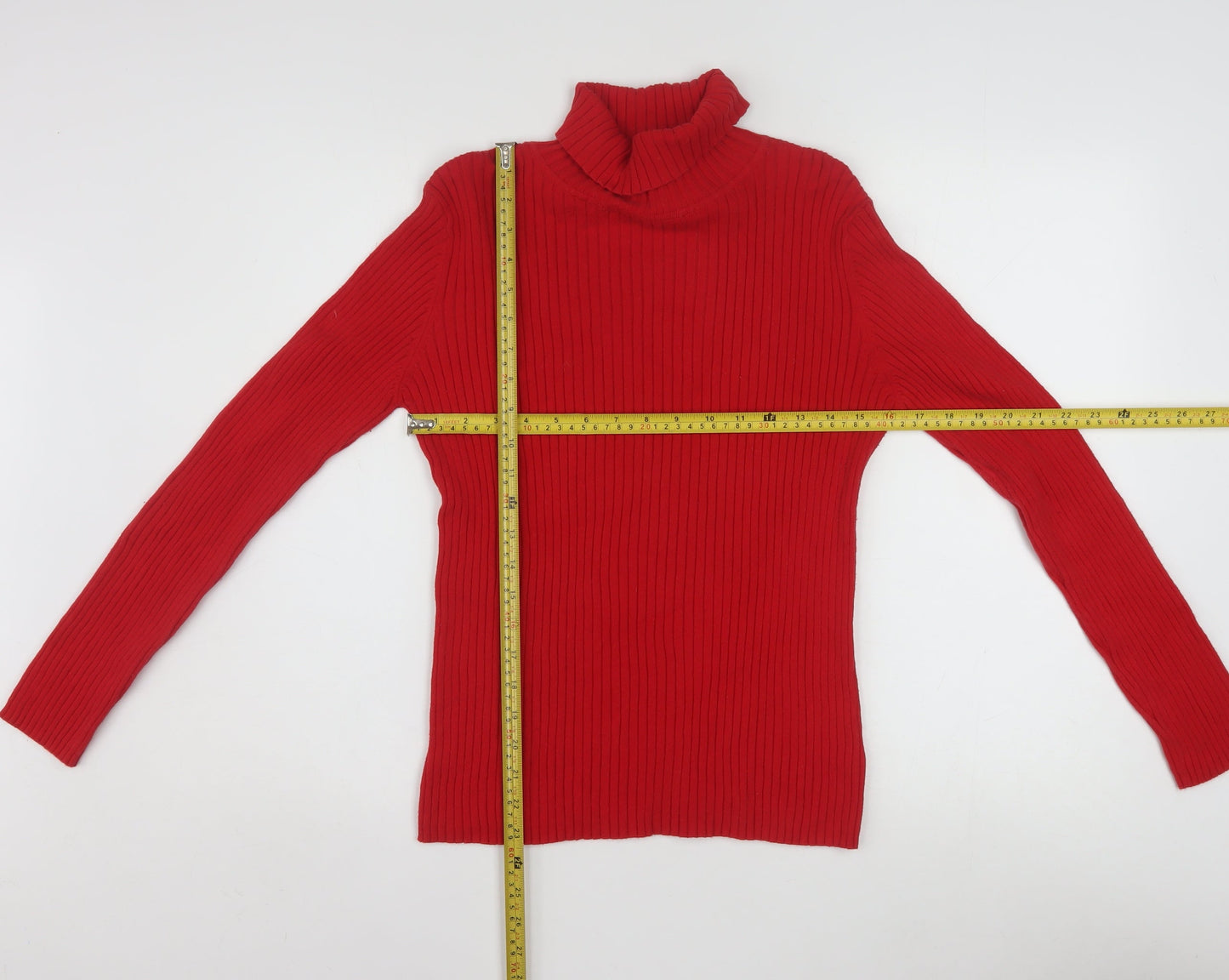 Chadwick's Women's Red Roll Neck Cotton Knit Jumper Size M