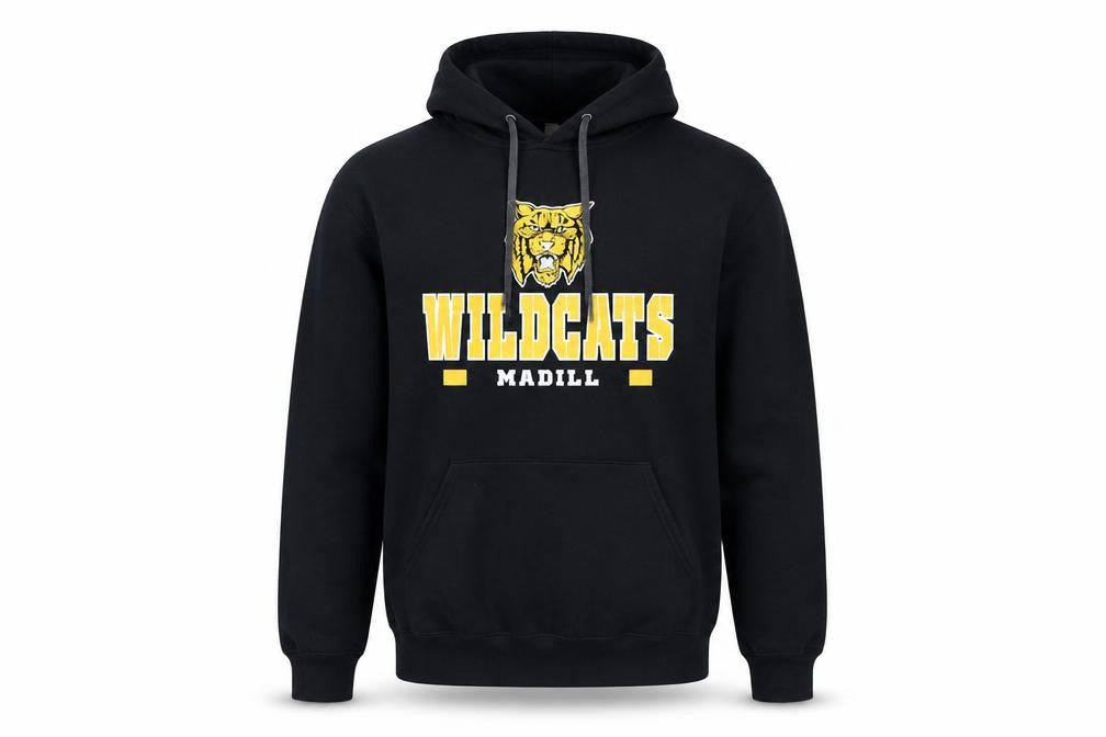Fruit of the Loom Mens Black Pullover Hoodie L Wildcats Graphic