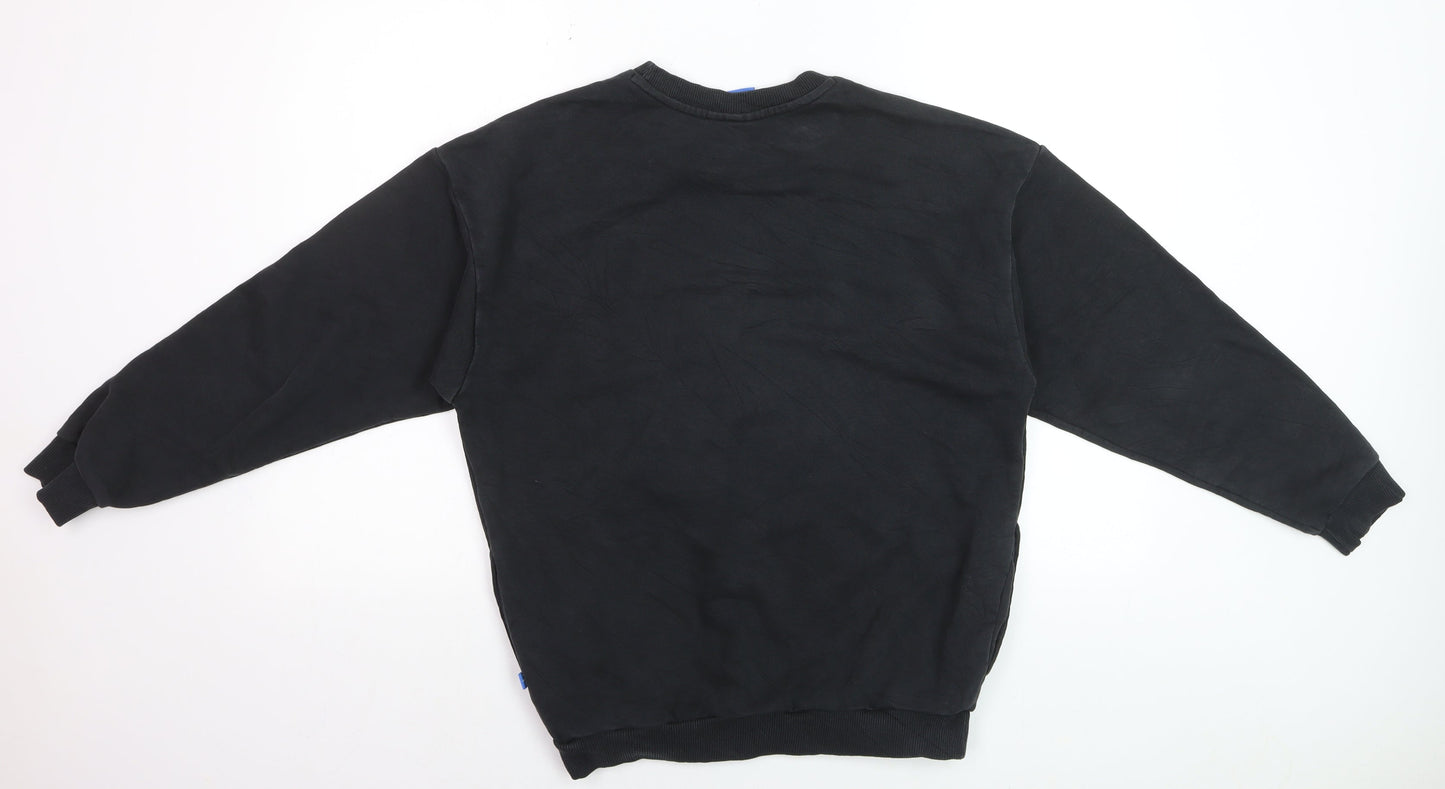 Adidas Mens Black Trefoil Logo Pullover Sweatshirt Size S