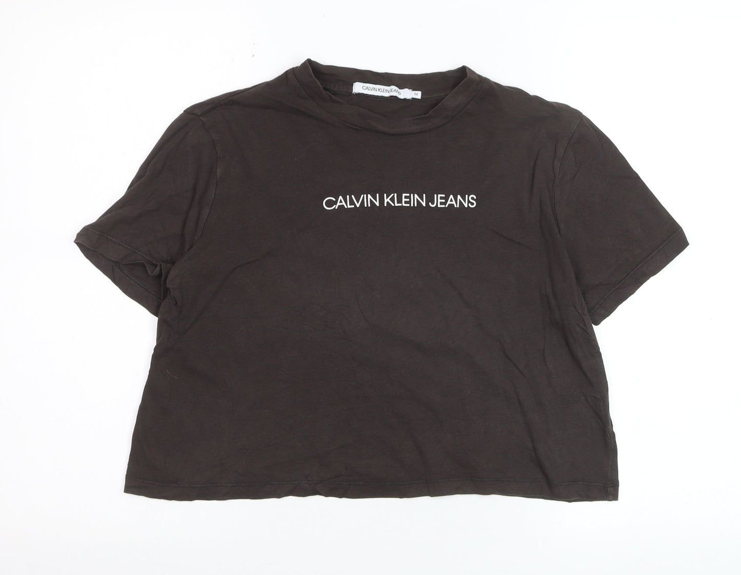 Calvin Klein Jeans Women's Black Cropped Cotton T-Shirt M