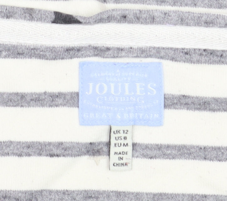 Joules Womens White Striped Star Long Sleeve Cotton T-Shirt Size 12