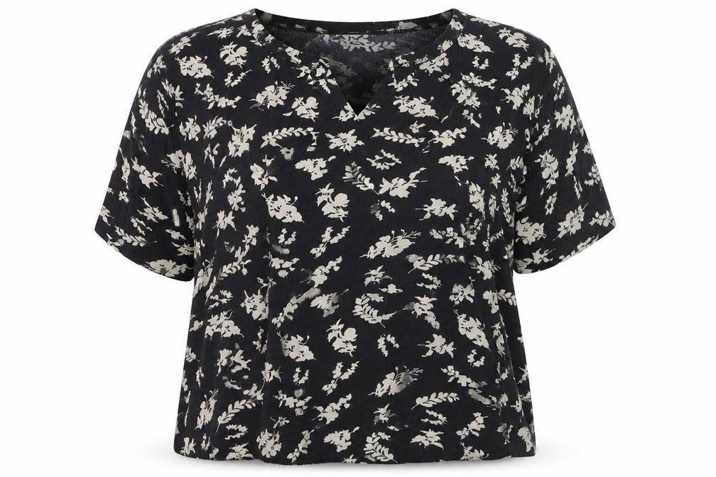 Wasabi Concept Women's Black Floral Tunic Blouse Size M