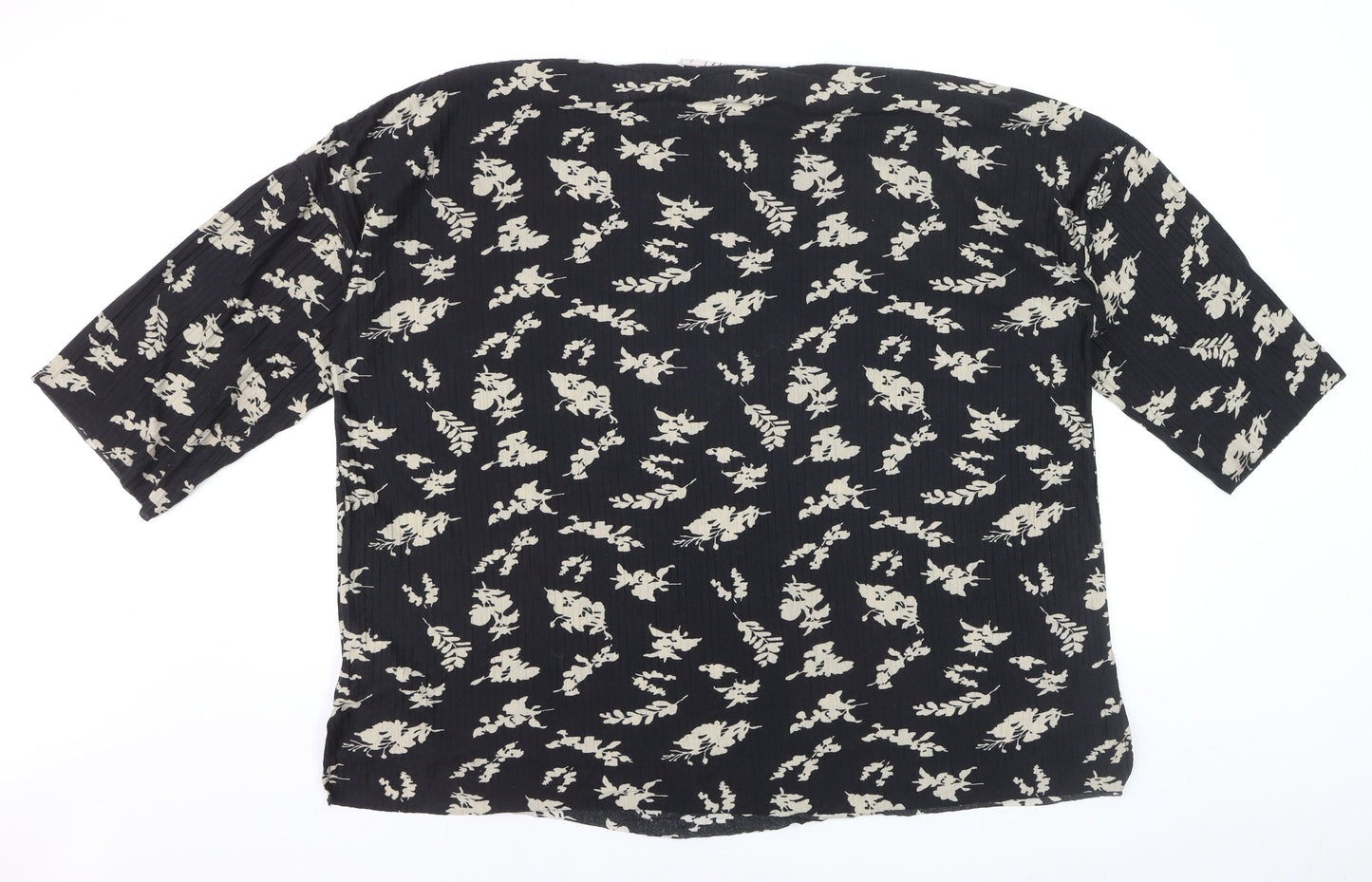 Wasabi Concept Women's Black Floral Tunic Blouse Size M