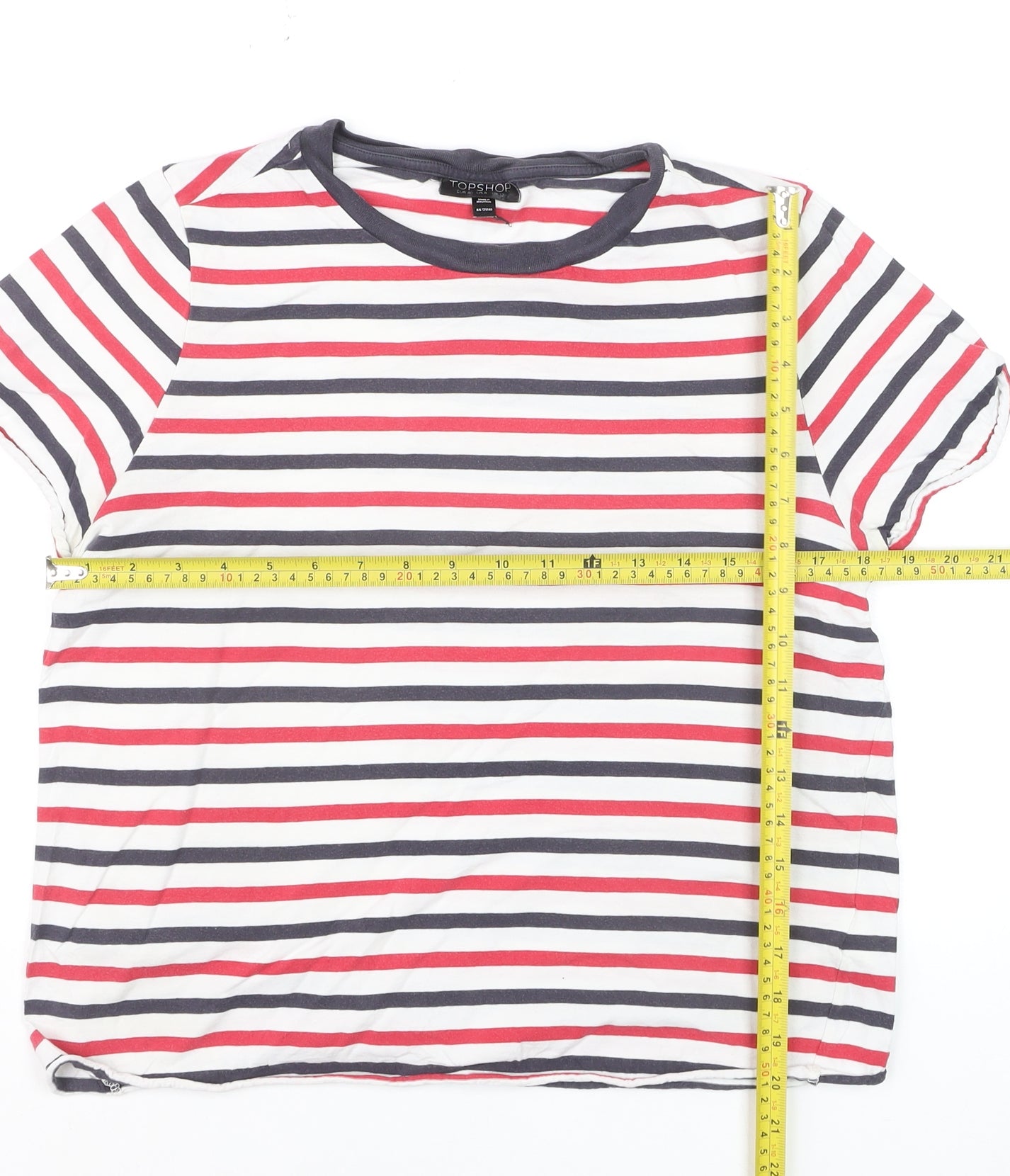 Topshop Womens Multicoloured Striped Ringer T-Shirt Size 12