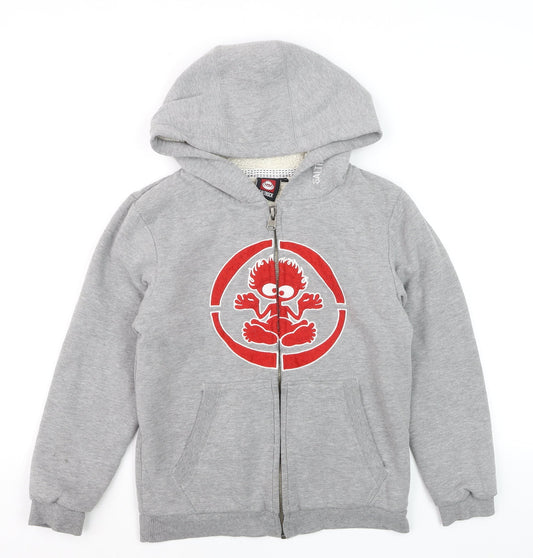 Saltrock Boys Grey Full Zip Hoodie 7-8 Years Cotton Blend Sherpa Lined