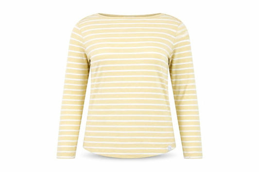 FatFace Women Yellow Striped Long Sleeve Cotton Breton T-Shirt Size 12