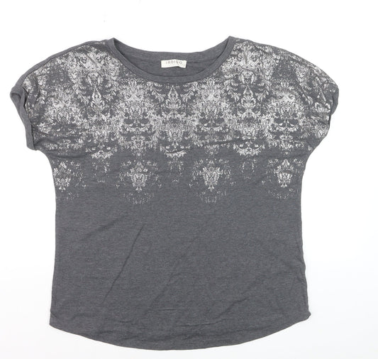 Marks and Spencer Women’s Grey Metallic Print T-Shirt Size 14