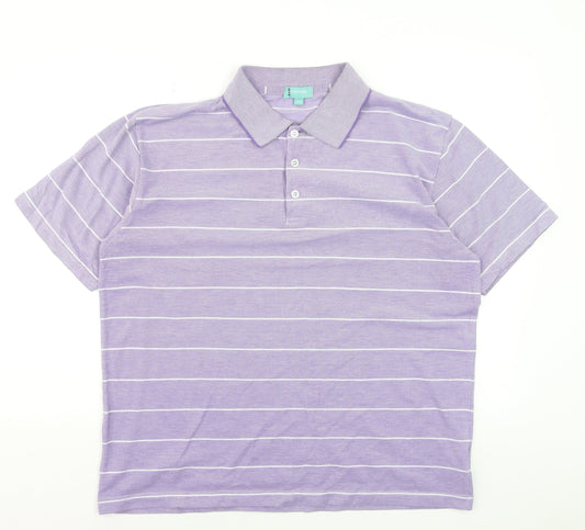 Southbay Men’s Purple Striped Polo Shirt Size L 44/46 Cotton Blend