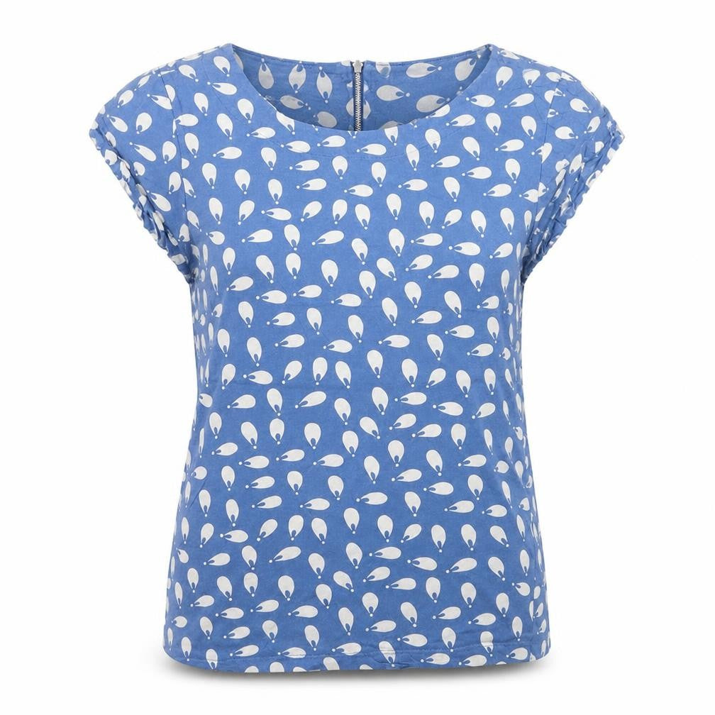French Connection Womens Blue Cotton Short Sleeve Blouse M