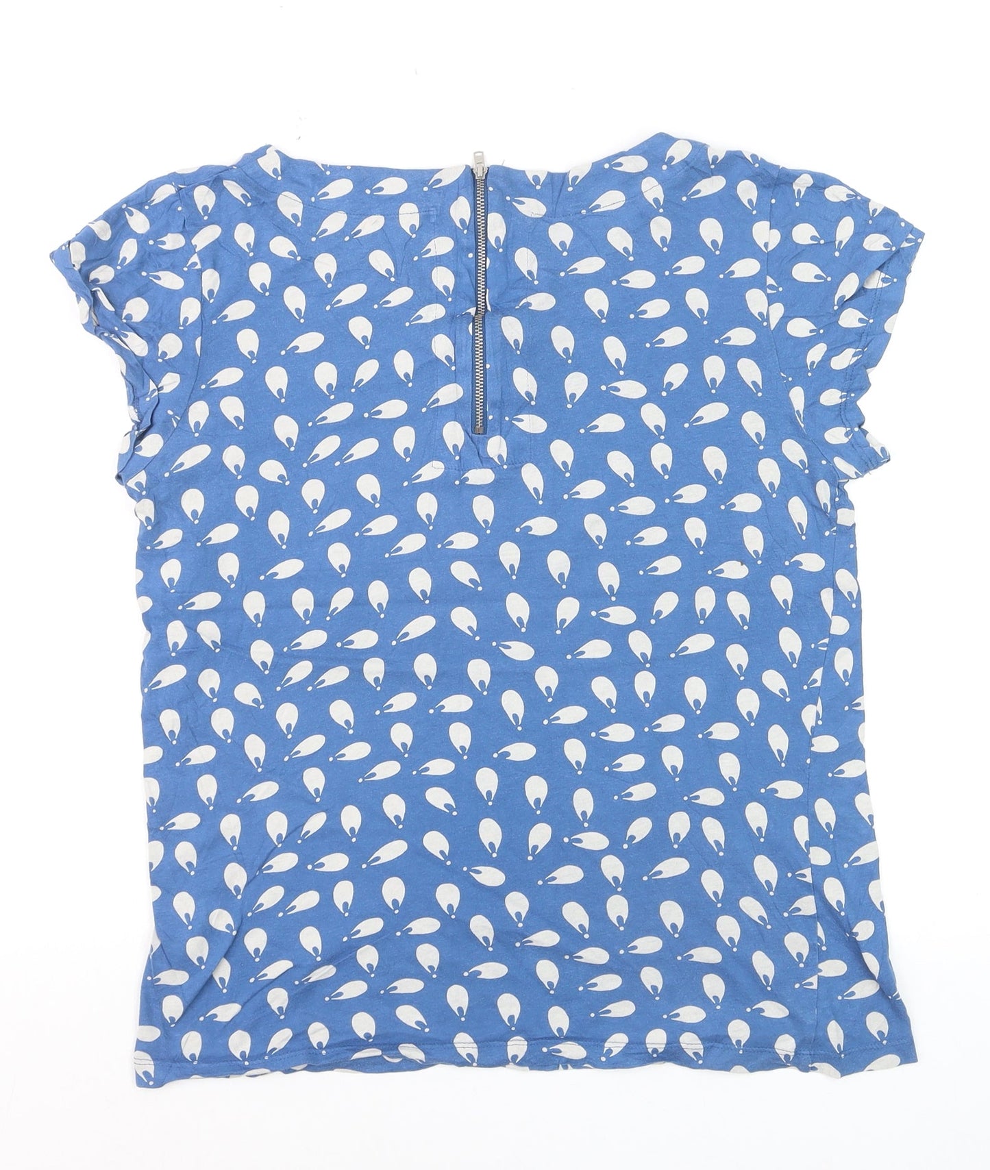 French Connection Womens Blue Cotton Short Sleeve Blouse M