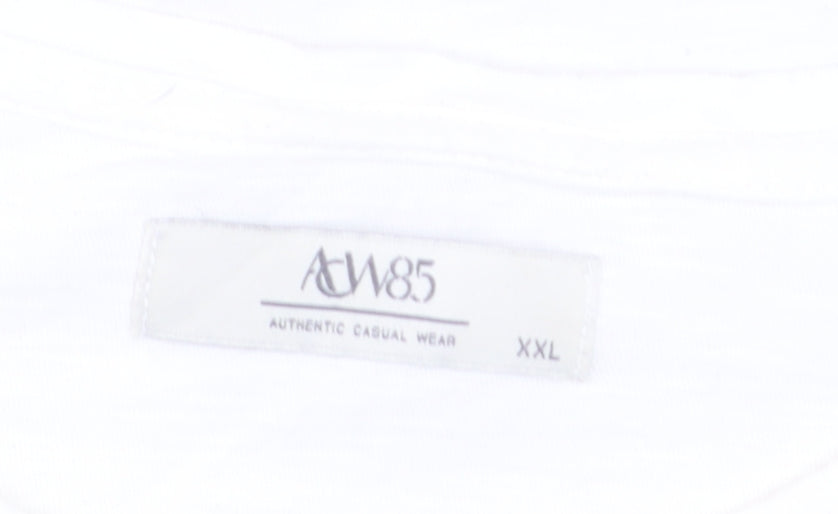 AW85 Men's White Cuba Summer Vibes Graphic T-Shirt XXL Cotton
