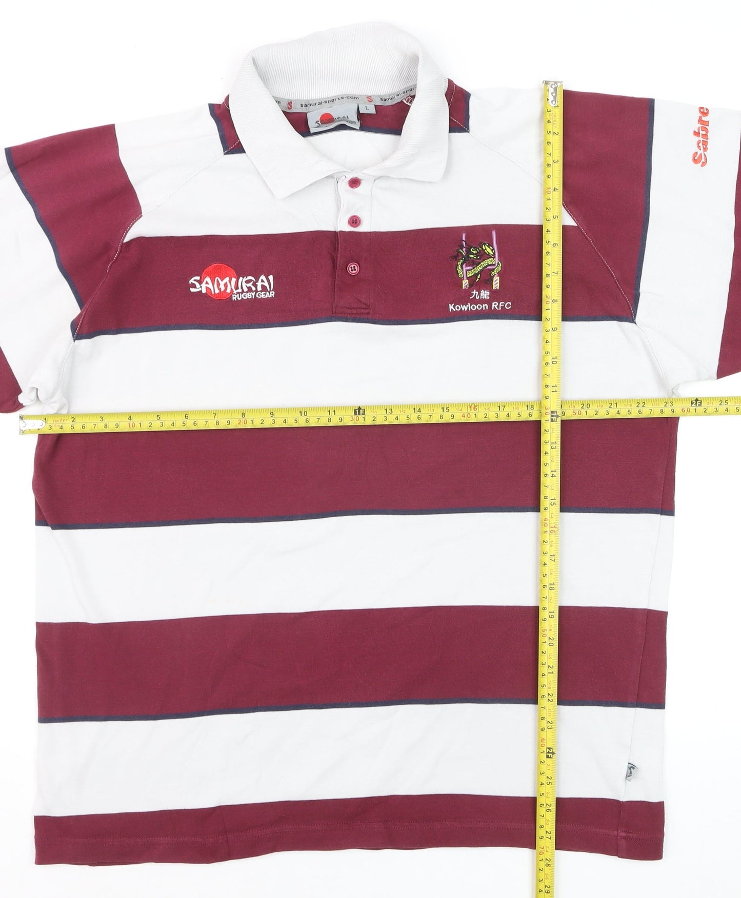 Samurai Men’s Multicoloured Striped Rugby Polo Shirt L