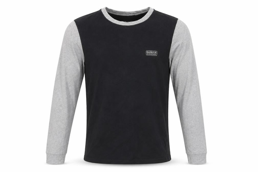 Barbour International Men's Black Grey Long Sleeve Cotton Top S