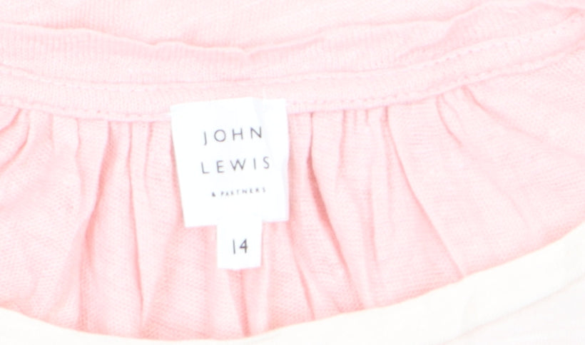 John Lewis Women's Pink Colourblock Linen Cotton Sleeveless Top Size 14