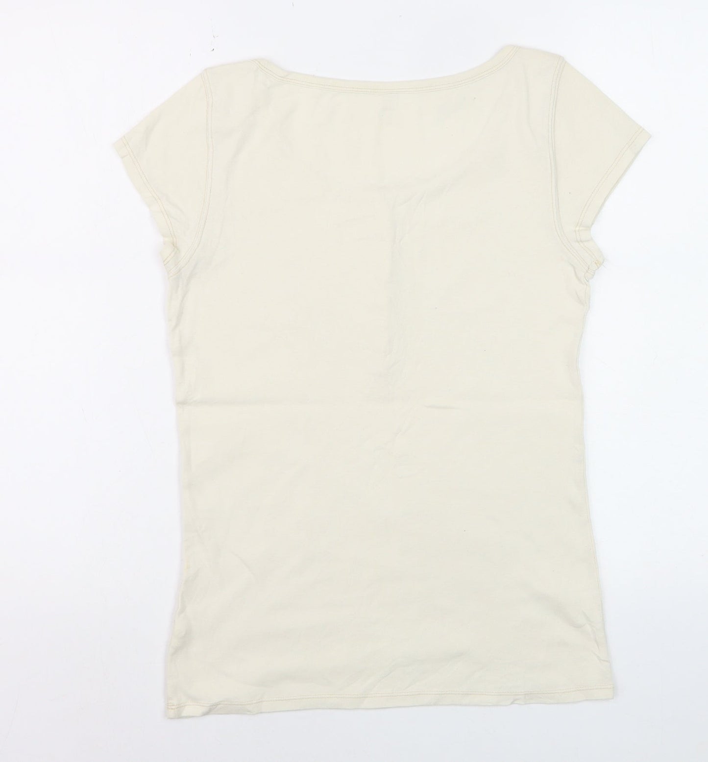 GAP Women’s Beige Short Sleeve Scoop Neck Button T-Shirt Size M