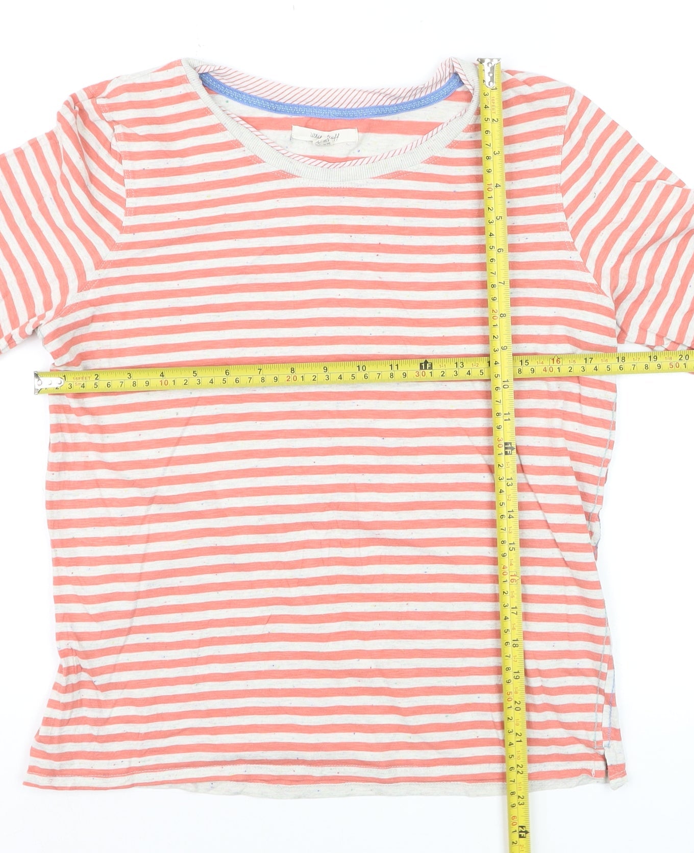 White Stuff Womens Pink Striped Cotton T-Shirt UK 10 Short Sleeve