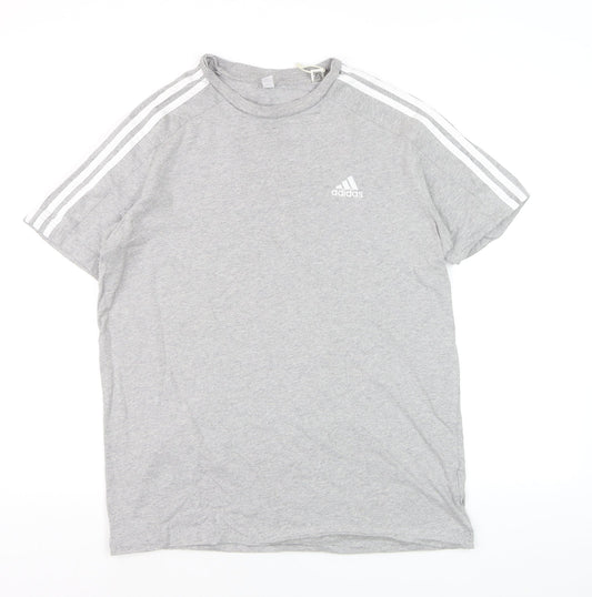 Adidas Men’s Grey Short Sleeve Crew Neck Regular Fit Sports T-Shirt M