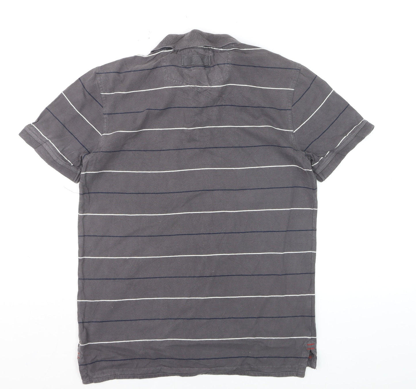 FatFace Men’s Grey Striped Polo Shirt Small Cotton Classic Fit