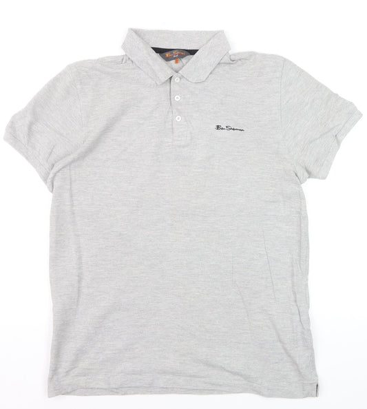 Ben Sherman Men's Grey Heritage Short Sleeve Cotton Polo Shirt M