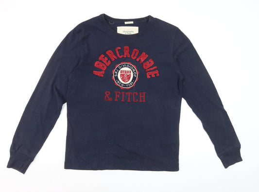 Abercrombie & Fitch Men’s Blue Long Sleeve Graphic Cotton Top L