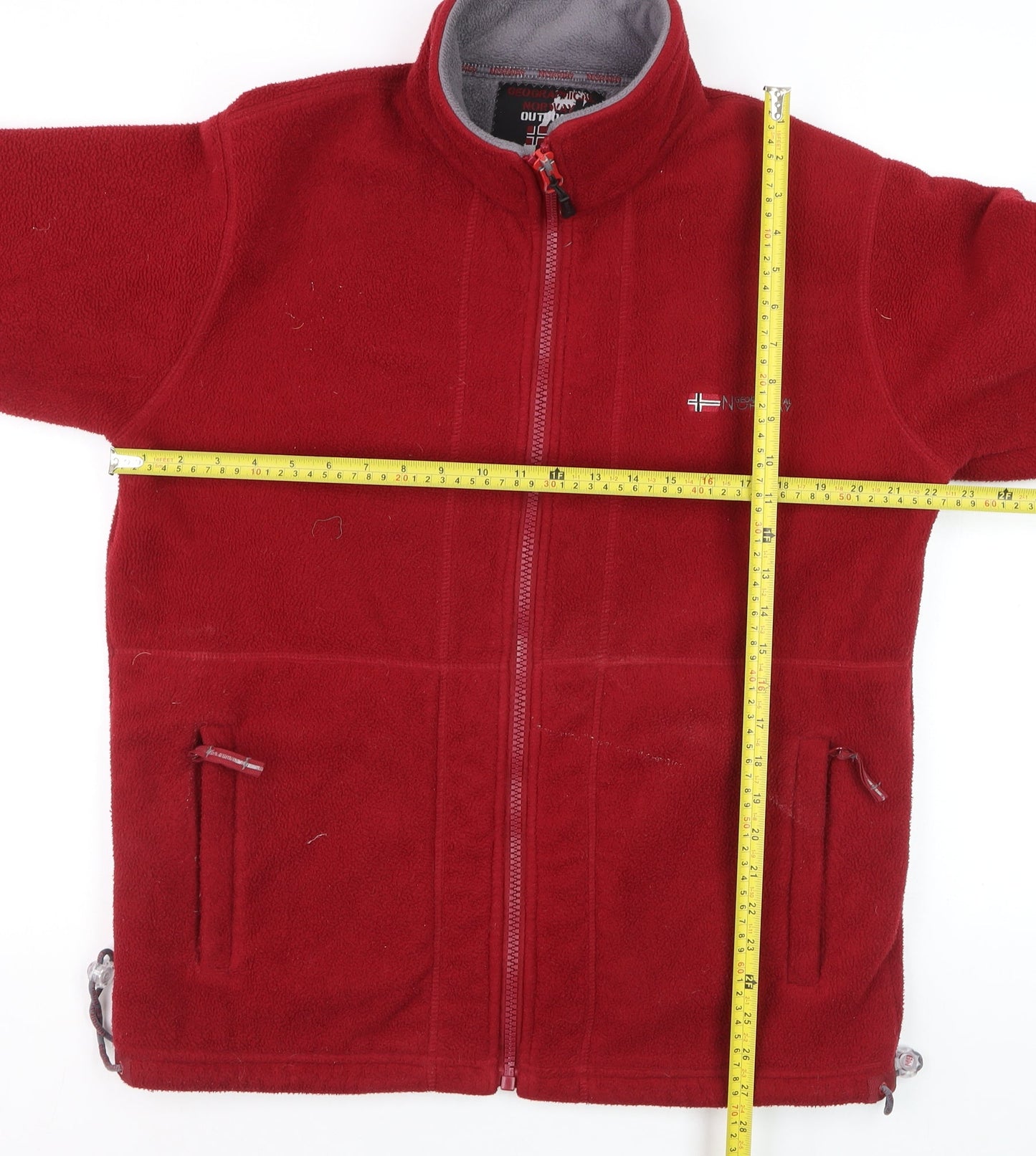 Geographical Norway Men's Red Full Zip Fleece Sweatshirt Size M