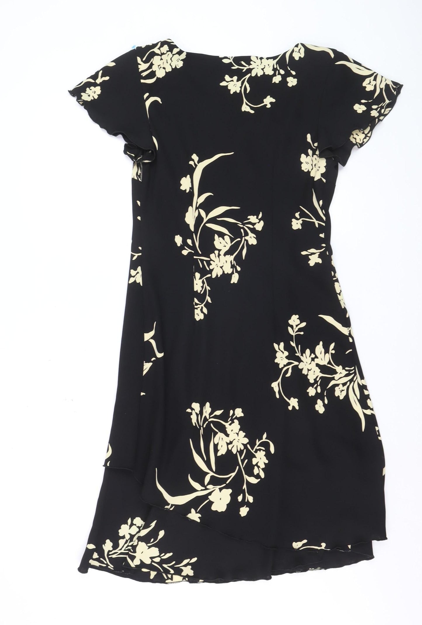 S.L. Fashions Women’s Black Floral Asymmetric Dress Size 10