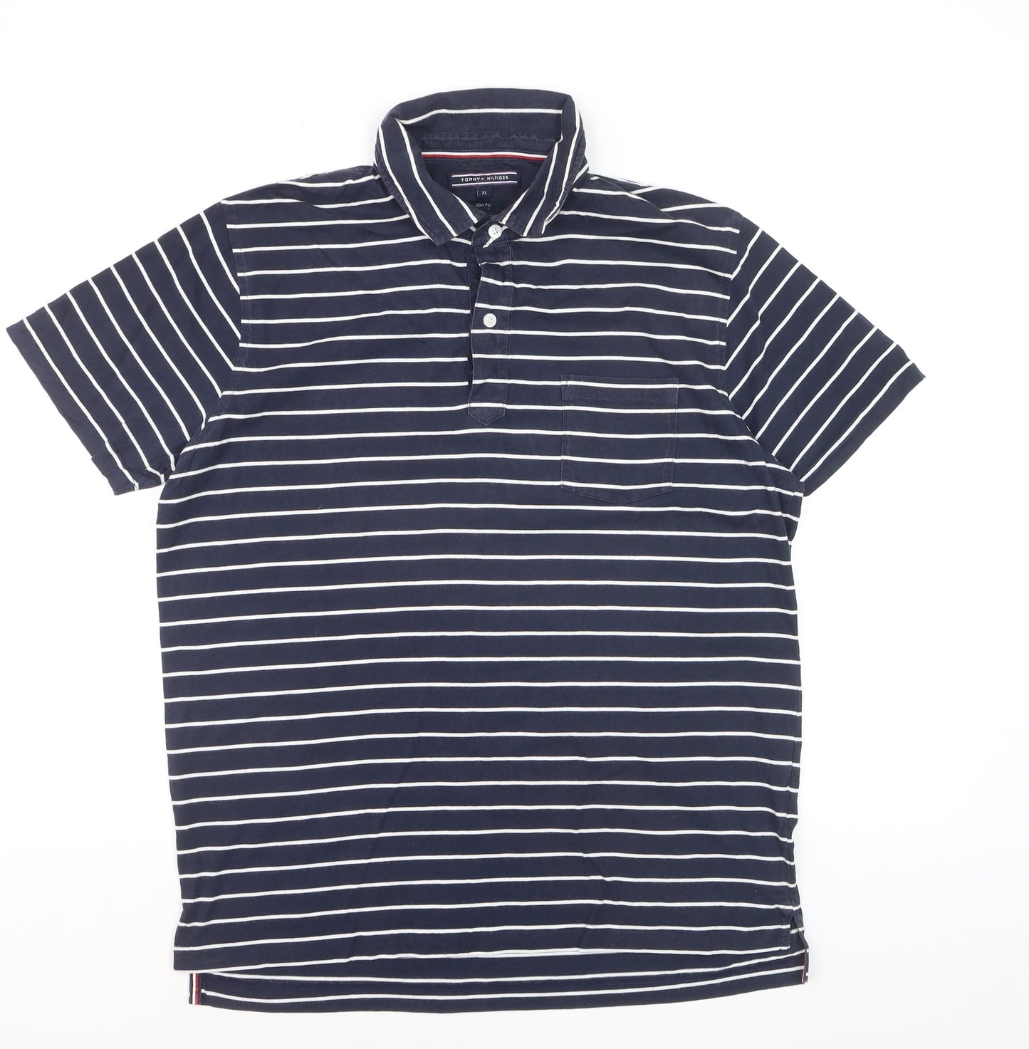 Tommy Hilfiger Men's Blue Striped Slim Fit Polo Shirt XL