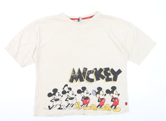 George Women’s Beige Mickey Mouse T-Shirt Size 12 Short Sleeve Cotton