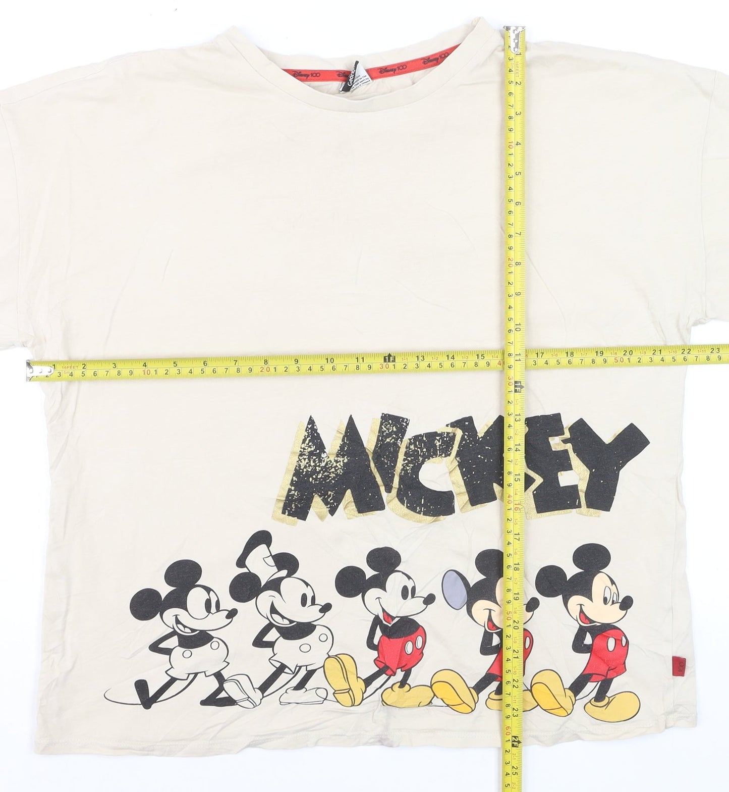 George Women’s Beige Mickey Mouse T-Shirt Size 12 Short Sleeve Cotton