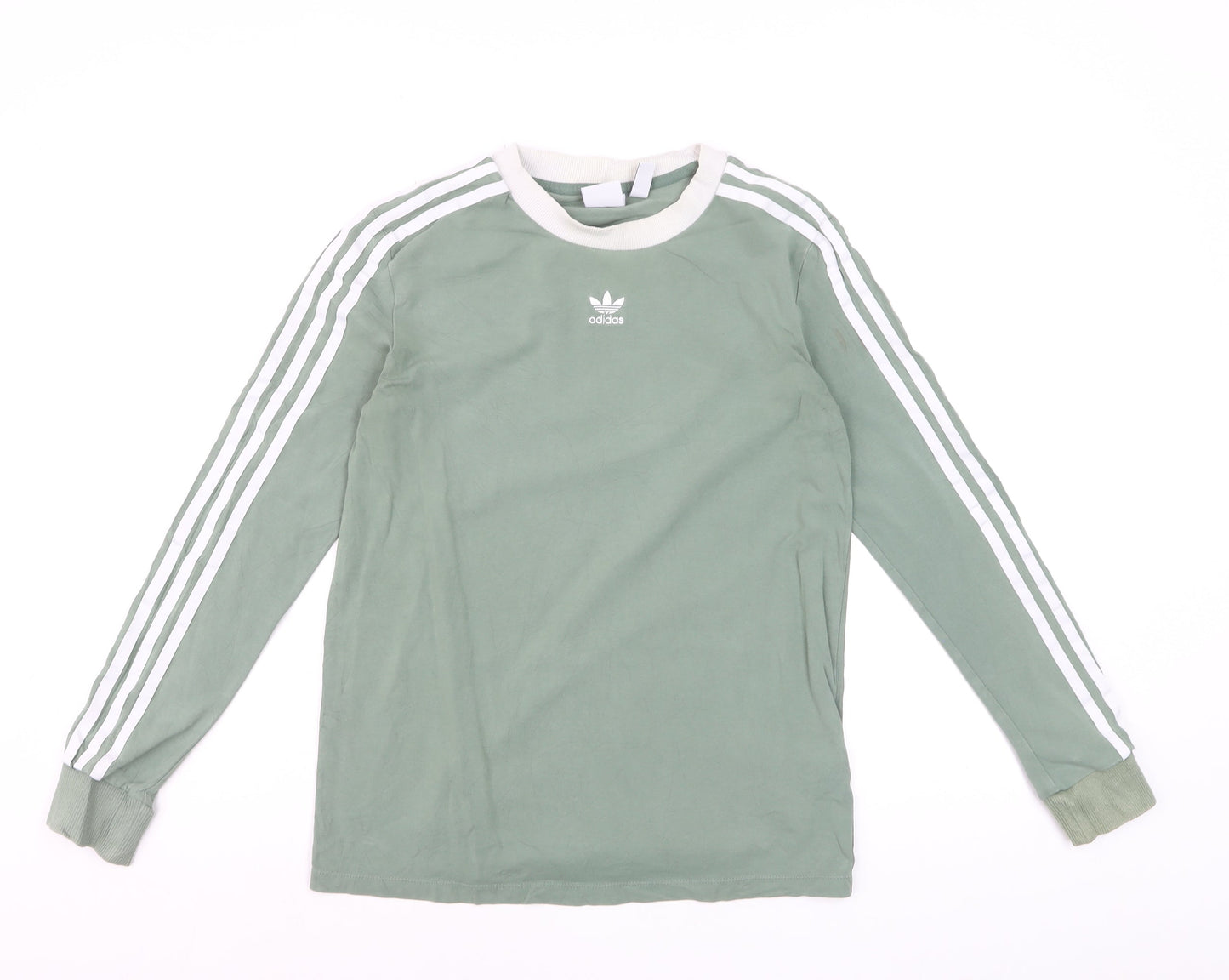 Adidas Womens Green Long Sleeve Crew Neck T-Shirt Size 8