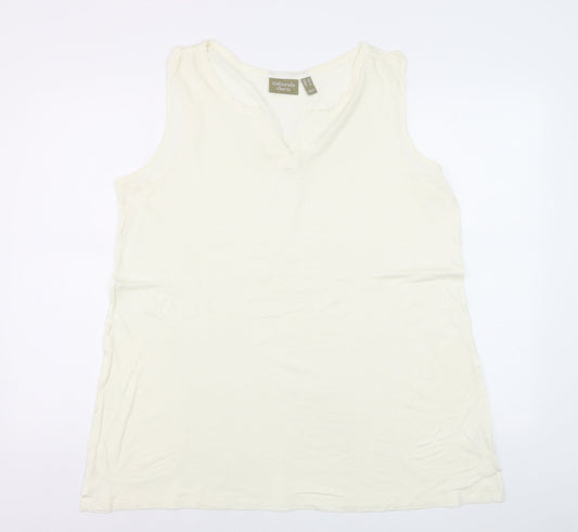 Naturals d&co. Womens Ivory Cotton Sleeveless Tank Top XL