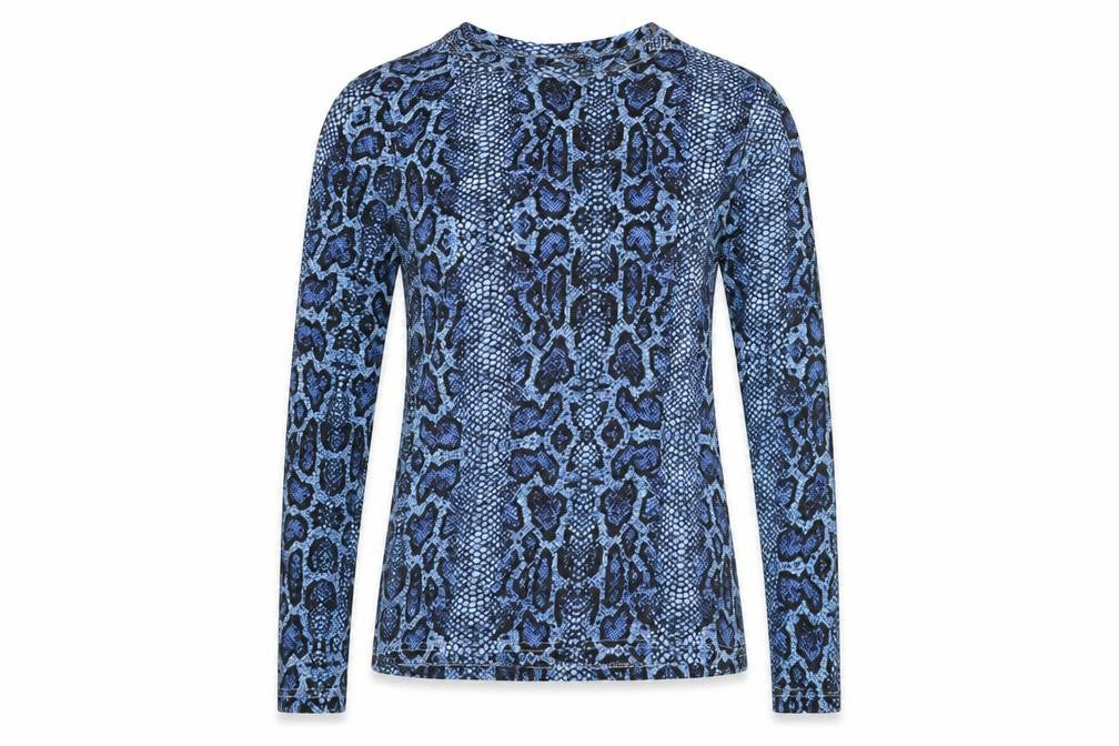Brave Soul Women's Blue Animal Print Cotton Long Sleeve Top XS