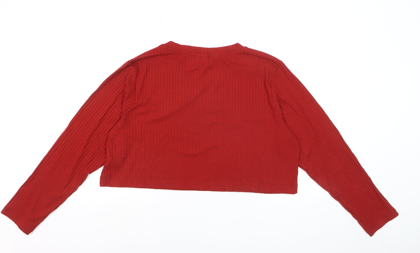 H&M Maternity Red Cropped Long Sleeve Jersey T-Shirt Size 14