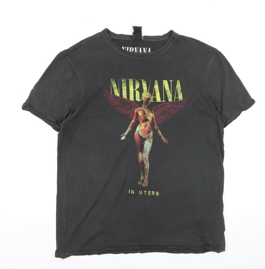 Amplified Men’s Black Nirvana In Utero Rock Band T-Shirt Size L