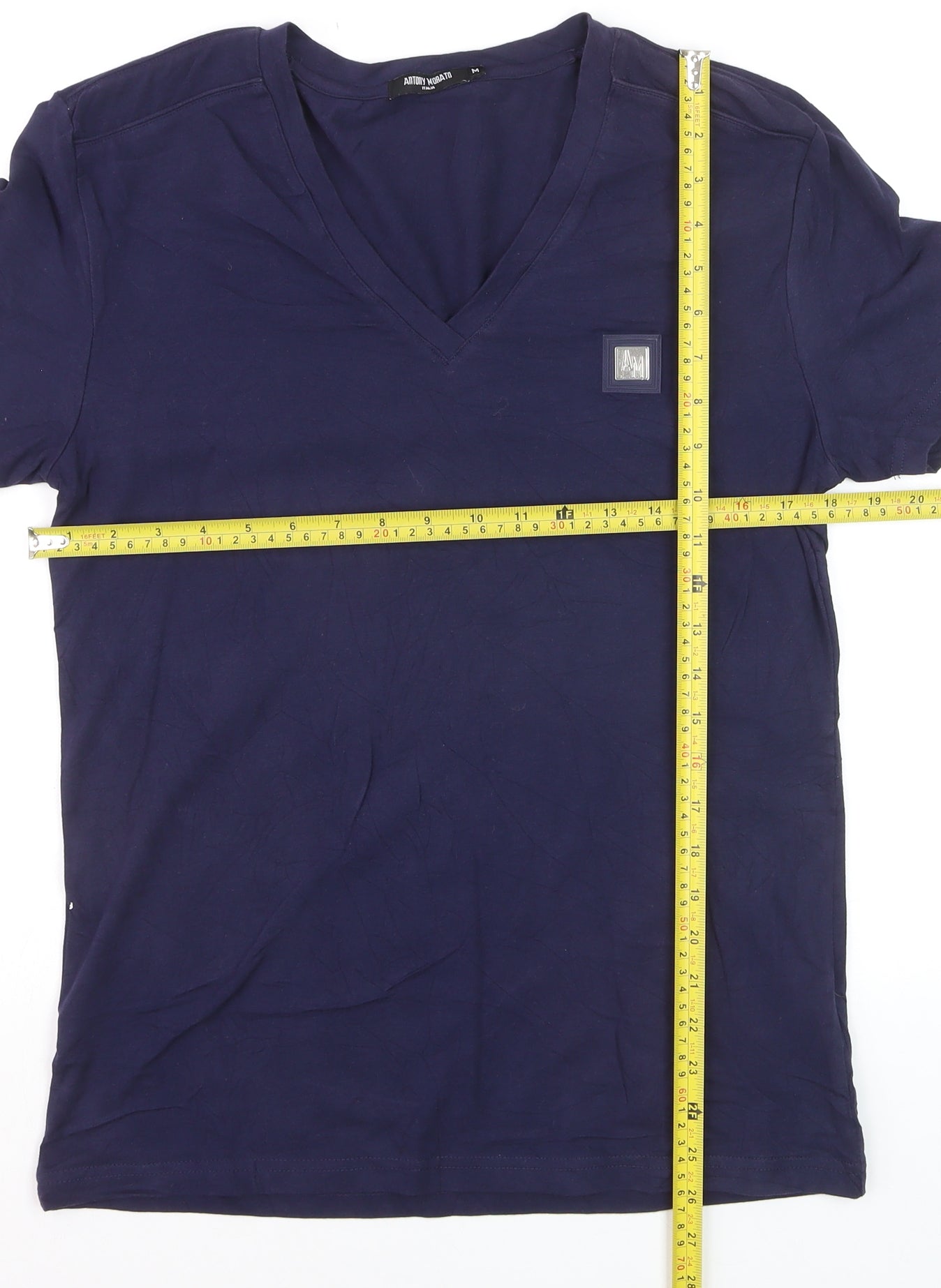 Antony Morato Men's Blue Slim Fit V-Neck Cotton T-Shirt M
