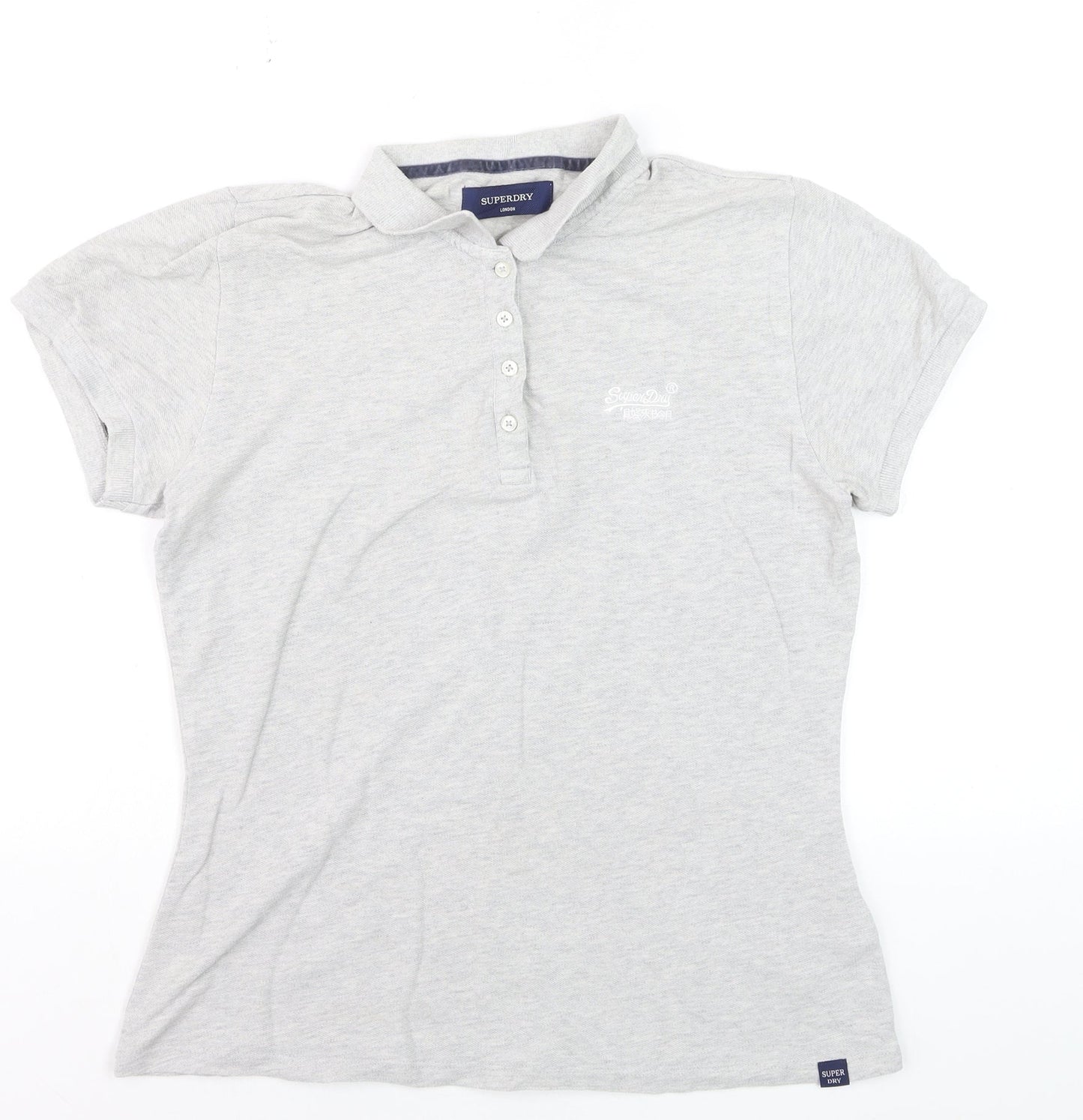 Superdry Grey Short Sleeve Slim Fit Polo Shirt Size L