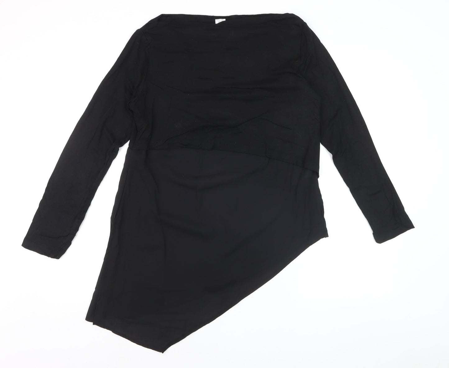 Heine Women’s Black Asymmetrical Long Sleeve Tunic Blouse Size 12