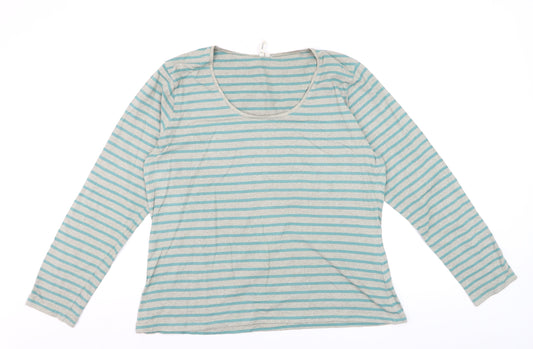 Seasalt Women Blue Striped Long Sleeve Organic Cotton Tee Size 20